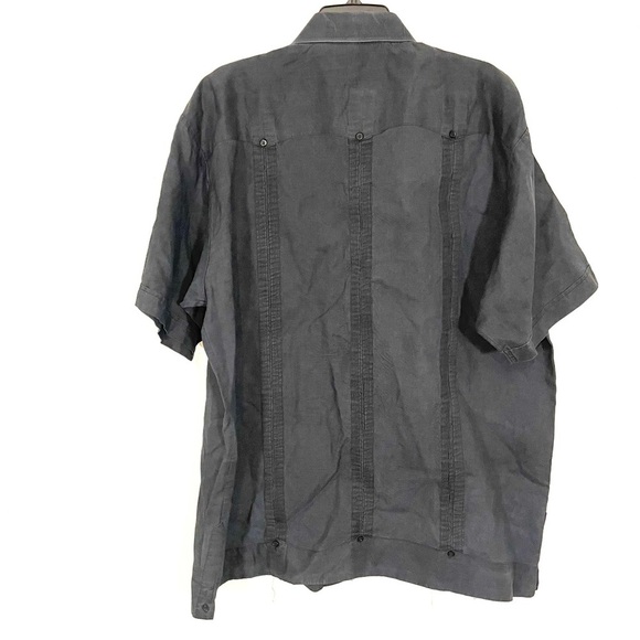 Giovanni Uomo 100% Linen Mens 2X Shirt Golf Beach Cool Vacation Black-Washed - Picture 2 of 6